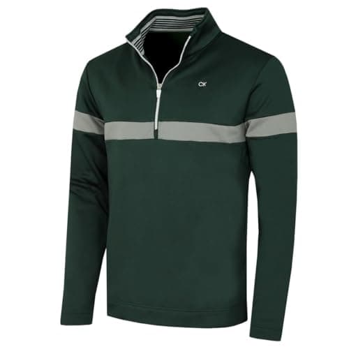 Image of Calvin Klein Mens Scale CK Insul-Lite 1/2 Zip Sweater - Evergreen - L