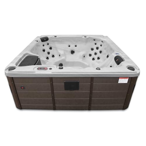 Image of CANADIAN SPA CO. Thunder Bay AI Hot Tub | 6-Person 44-Jet | 219 x 219 cm Square, with Cover, LED Lighting, Heating and 44 Hydrotherapy massage Jets, Year-Round Use