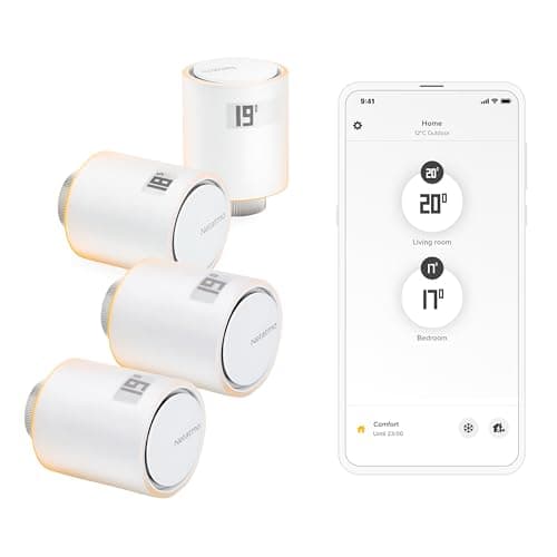 Image of Netatmo Pack 4 Connected and Smart Radiator Valves, Accessory for Connected and Smart Thermostat, Thermostatic Valves for Radiators, NBU-4-NAV-EU