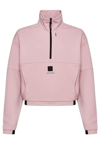 Image of Superdry Dusky Pink 10 Women's Code Tech Half Zip Boxy Sweat Sweatshirt, pink