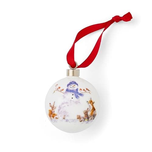 Image of Portmeirion Home & Gifts Gathered All Around (Snowman) -Bone China, Christmas Bauble, Multi-Colour Colour, 9