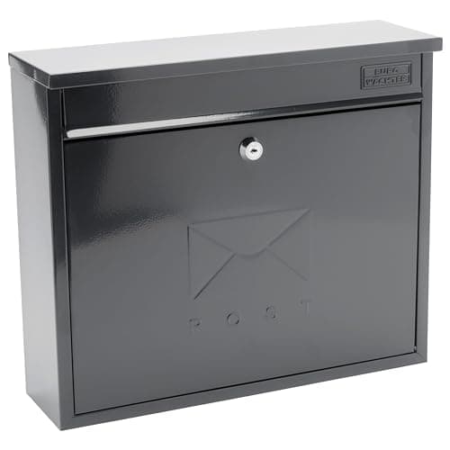 Image of Burg-Wachter MB02A Anthracite Elegance Wall Mounted Galvanised Steel Lockable Weatherproof Post Box RAL7016 - 36x31x10cm