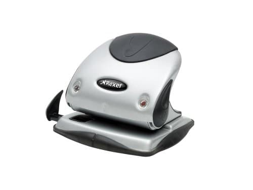 Image of Rexel Precision 225 2 Hole Punch, 25 Sheet Capacity, Paper Alignment Indicator, Metal, Silver/Black, 2100743