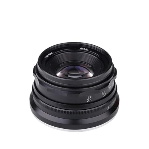 Image of camera lens, 35mm F1.6 V APS-C Prime Lens,Compatible For Sony E A6600 6500 Fuji XF Canon EOS-M M50 Panasonic/Olympus Micro 4/3(Black,E mount)