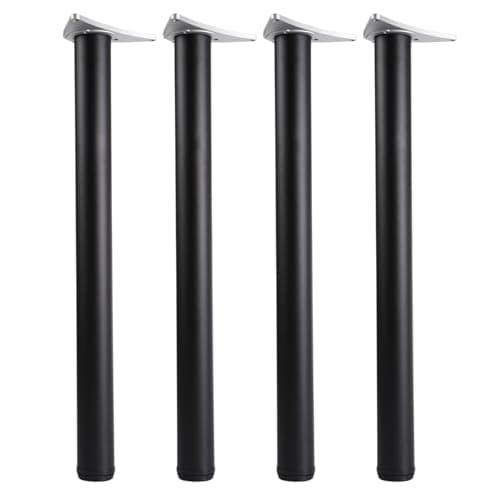 Image of Set of 4 Adjustable Table Legs for Breakfast Bar or Worktop, Height Options 710/820/870/1100mm Steel Support for Kitchen Table Desk Furniture DIY (Black, 71cm)