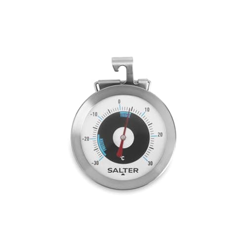 Image of Salter 517 SSCR Fridge Thermometer – Stainless Steel Large Dial Temperature Gauge, Waterproof Freezer Thermometer, Easy Read, Hang Up Or Stand, Temp. Range -30 To 30°C, Safe Food Zones Markers