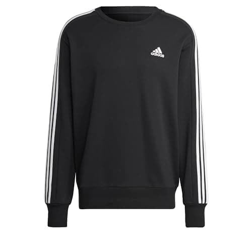 Image of adidas Men's Essentials French Terry 3-Stripes Sweatshirt, Black, M
