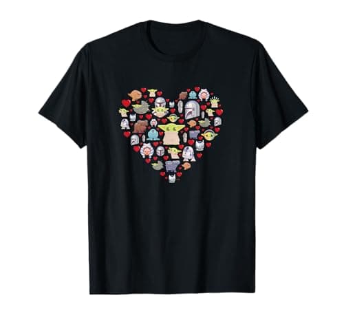 Image of Star Wars The Mandalorian Grogu Heart Valentine's Day T-Shirt