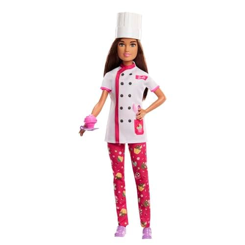 Image of Barbie Doll & Accessories, Career Pastry Chef Doll with Hat, and Cake Slice, HKT67