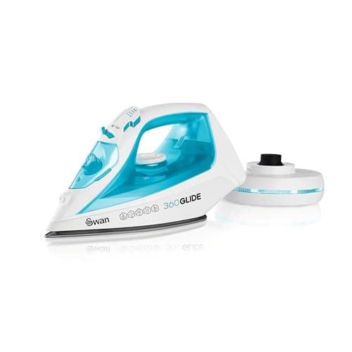 Image of Swan SI16410N 2-in-1 Cord or Cordless Steam Press Iron, Non-Stick Ceramic Soleplate, 2800W, Blue