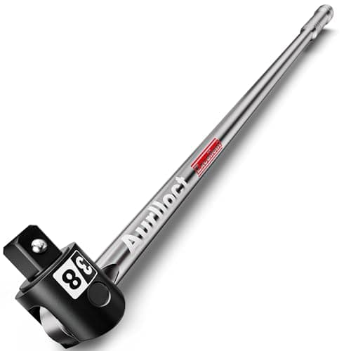 Image of Aurlloct 3/8" Drive Heavy Duty Extension Breaker Bar, 44.5 cm Knuckle Breaker Flexi Bar, 250 Degree Pro Power Flexible Handle Breaker Bar, Socket Wrench, Wheel Nut Spanner for Automobile Maintenance