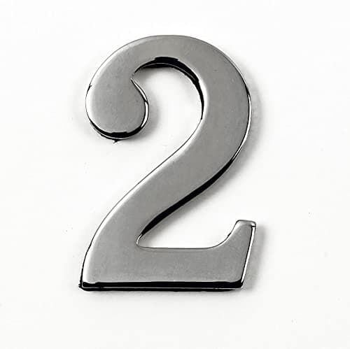 Image of Black Country Metal Works 1.5-2 Inch Self Adhesive Solid Brass Numbers & Letters Chrome Finish (2)