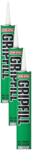 Image of EVO-STIK GRIPFILL Gap Filling Adhesive, Bonds almost any surface, Colour: Buff, 350ml (Pack of 3)