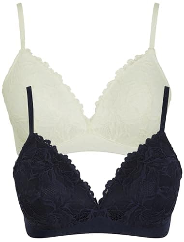 Image of Tokyo Laundry Women's 'Myla' (2 Pack) Non-Wired Lace Texture Full Cup Soft Padded Bra