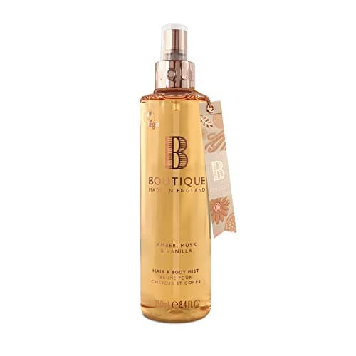 Image of Boutique Body Spray 250ml - Amber, Musk & Vanilla Fragrance Womens Hair & Body Mist - Refreshing, Moisturising Spray With Essential Oils - Vegan - Made In England