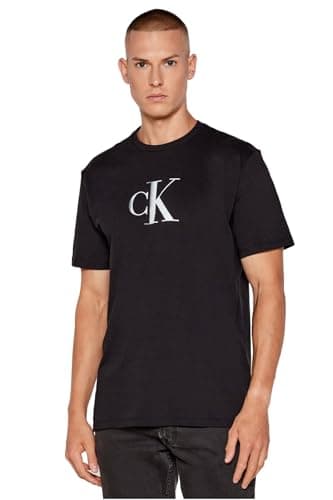 Image of Calvin Klein Men's Short Sleeve Centre Monogram Classic Cotton T-Shirt, Black (Black), S