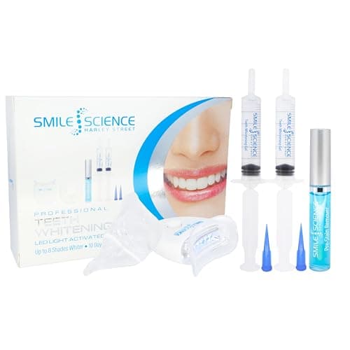 Image of Smile Science Harley Street - Professional Teeth Whitening Kit - Includes Two-Part Intensive Stain Removal - Upto 8 Shades Whiter - for Sensitive Teeth - Rapid Results - 100% Enamel Safe - Vegan