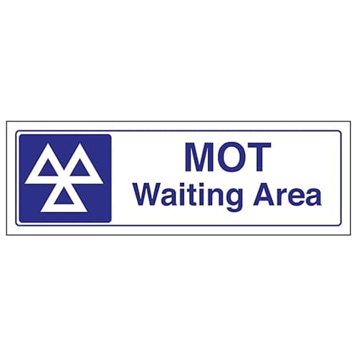 Image of V Safety MOT Waiting Area - Landscape 300 x 100 mm - 2mm Rigid Plastic Safety Sign