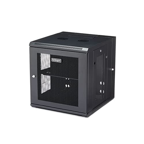 Image of StarTech.com 4-Post 12U Wall Mount Network Cabinet with 1U Shelf, 19in Wall-Mounted Server Rack Kit, Up to 20in Mounting Depth, Ships Fully Assembled
