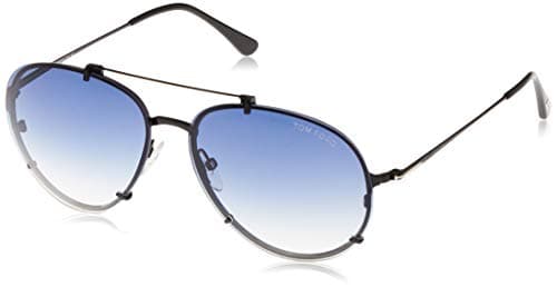 Image of Tom Ford Unisex Adults’ FT0527 01W 61 Sunglasses, Black (Nero Lucido/Blu Grad)
