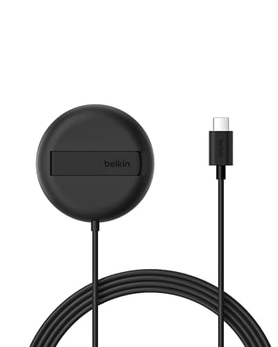 Image of Belkin Magnetic Wireless Charging Pad 15W with Pop-Up Stand - MagSafe-Compatible Certified Qi2 Wireless Charger for iPhone 17, Air, 16, 15, Pixelsnap, Samsung Galaxy, AirPods & More (No PSU) - Black