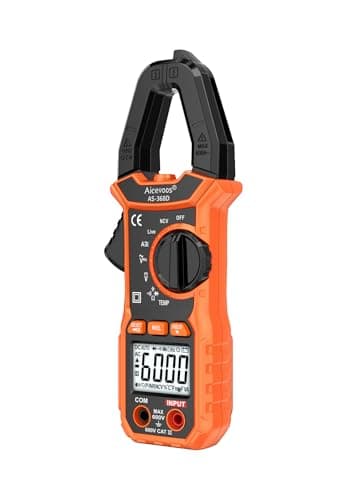 Image of Aicevoos Digital Clamp Meter Multimeter with D-Shaped Jaw for AC/DC Current & Voltage, Auto-ranging 6000 Counts Voltage Tester with Flashlight Backlight, Measuring Temperature Continuity Diode NCV