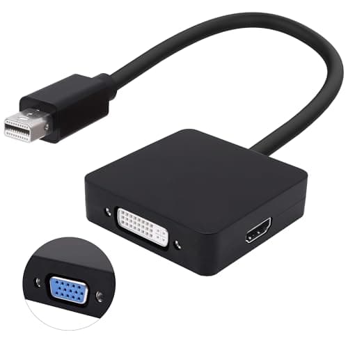Image of YARCHONN YARHONN Mini DP to HDMI VGA DVI Adapter Thunderbolt Mini Displayport to VGA DVI HDMI 3 in 1 Adapter Converter Male to Female Cable for PC Laptop TV Projector