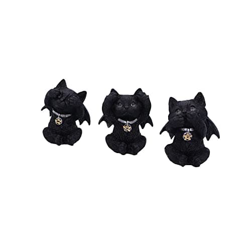 Image of Nemesis Now Three Wise Vampuss Cat Figurines, 9cm, Black, Vampire Cats, Witch Gift, Halloween Decoration, Cast in Finest Resin, Lovingly Hand-Painted