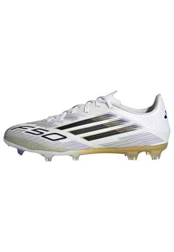 Image of adidas Mens F50 League Adults Firm Ground Football Boots White/Black/Gold 10 UK
