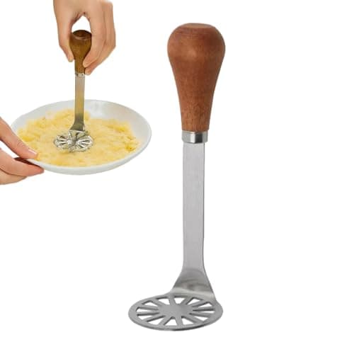 Image of Manual Vegetable Crusher - Compact Design 15 Cm, Mini Fruit Grinder, Durable Metal Head | Home Chef Meal Prep Backpacking Road Trip Hiking Garden Party Pumpkin Banana Mixing Paste Salad Making Aid