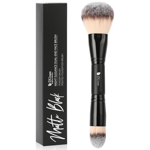Image of DUcare Fluffy Powder Brush - Double-Ended Large Loose Powder Brush with Precision Foundation Brush, 2-in-1 Travel Makeup Brush for Setting Powder, Blush & Liquid Foundation