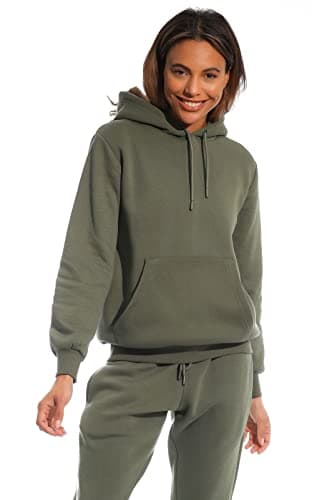 Image of Light & Shade Women’s Fleece Pullover Hoodie with Pocket Soft Hooded Sweatshirt with Drawstring Casual Lounge & Gym Wear (Army, M)