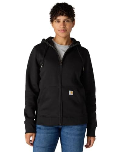 Image of Carhartt, Women's, Relaxed Fit Midweight Full-Zip Sweatshirt, Black, S