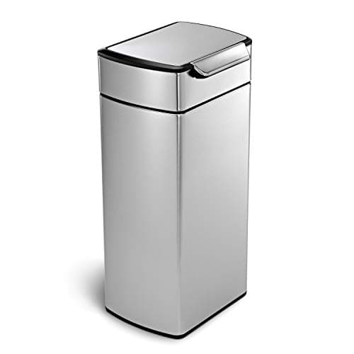 Image of simplehuman CW2015 30L Rectangular Touch-Bar Kitchen Bin, Easy Open Touch-Bar, Stay-Open Lid, Inner Bucket, Space-Efficient Hinge, Fingerprint-Proof, Brushed Stainless Steel