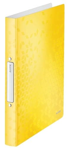 Image of Leitz 2 Ring Binder, Holds up to 190 Sheets, Wow Range, 25 mm Spine, 42570016 - A4, Yellow
