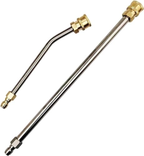 Image of YUET 2Pcs Pressure Washer Extension Wand, Extension Lance (15.6"/39.5cm) + 30°Curved Extension Rod (8.9"/22.5cm), 1/4 Inch Quick Connect, Washer Elbow Rod Water Pumps Kit 4000 PSI