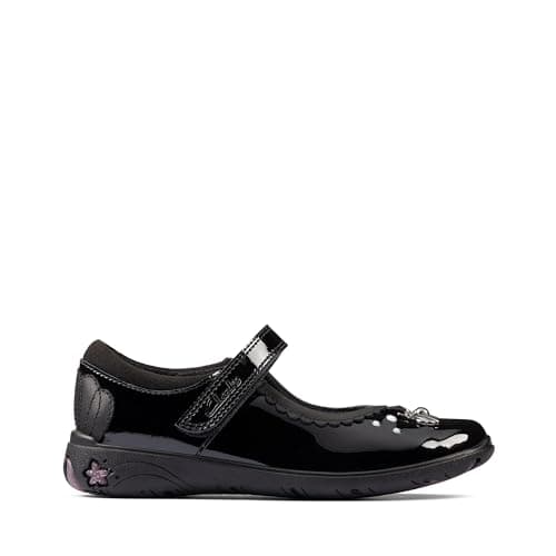 Image of Clarks Sea Shimmer Kid Leather Shoes in Black Extra Wide Fit Size 12.5