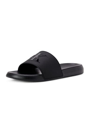 Image of Calvin Klein Men's Wiston Slide Sandal, Black Logo 002, 9 UK