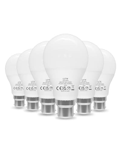 Image of LUTW Bayonet Light Bulb, 60W Equivalent, Neutral White 4000K, 9W 900LM B22 LED Bulbs, BC A60 GLS Energy Saving LED Light Bulbs, Non-dimmable, Pack of 6