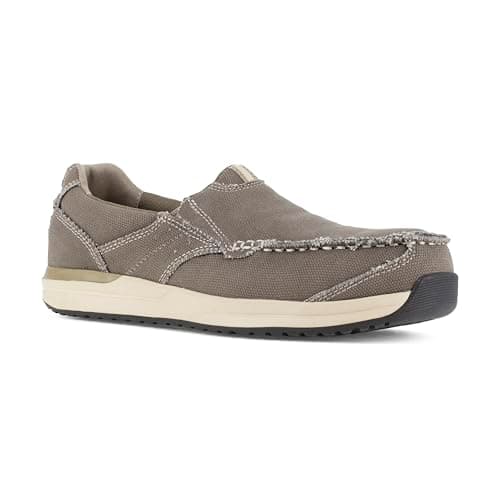 Image of Rockport Langdon Mens Slip On Safety Shoes Casual Work Shoe with Toe Protector, Breen, 8 UK