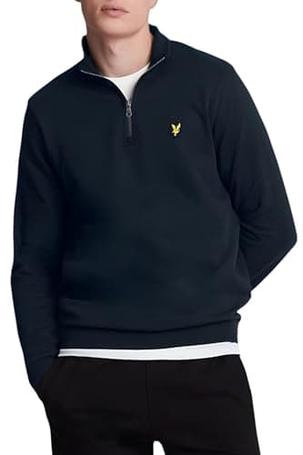 Image of Lyle & Scott Mens Zip Sweatshirt Long Sleeve Cotton Navy XL