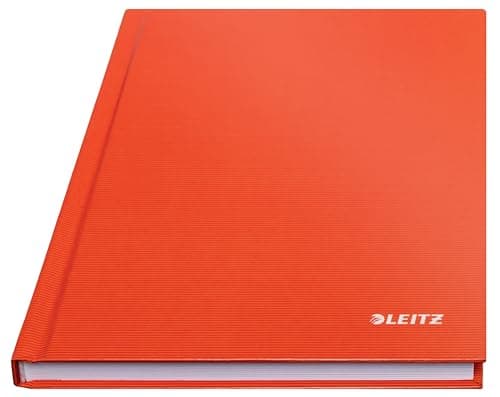 Image of Leitz A5 Lined Notebook, 160 Pages, 80 Sheets of FSC Certified 80 g/m² Paper, Sturdy, Scratch-Resistant Hardcover, For Office, School or as a Diary, Solid Series, Light Red, 46670020