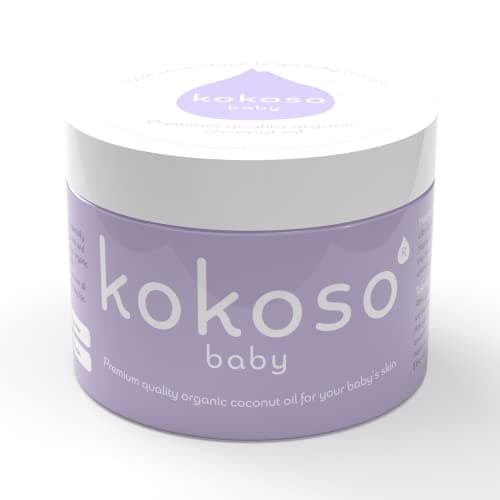 Image of Kokoso Baby - Organic Coconut Oil - 100% Natural Baby Oil - For Dry, Sensitive Skin & Eczema Prone Skin - Ultra Lightweight & Non Greasy - Suitable from Newborn Upwards - 70g