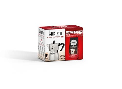 Image of Bialetti Moka Express Espresso Maker for 6 Cups plus 250 g Perfect Moka Non-Induction 6 Cups (250 ml) Aluminium