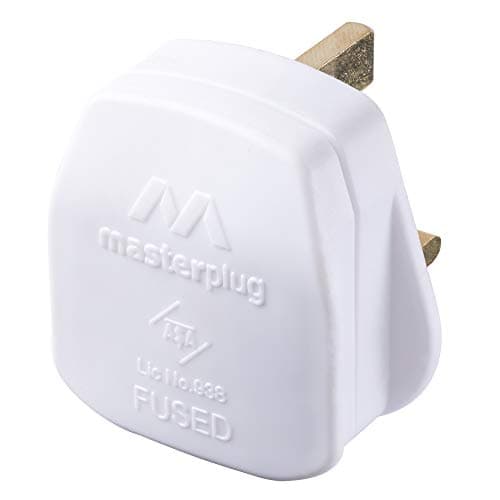 Image of Masterplug Rewireable Moulded Plug with 13 Amp Fuse, 50 x 48 x 43 mm, White