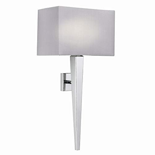 Image of Harper Decorative Silver Chrome Finish Wall Light with Rectangular Grey Coloured Fabric Shade