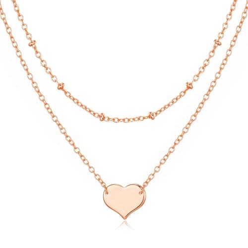 Image of Philip Jones Rose Gold Plated Double Layered Heart Necklace
