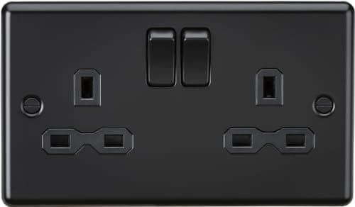 Image of Knightsbridge 13A 2G DP Switched Socket - Matt Black