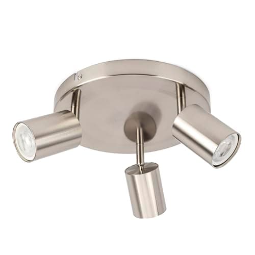 Image of Integral LED Siena 3 Way Round Base GU10 LED Spotlight | Modern Indoor Ceiling Light Fitting | Adjustable and Rotatable | Ideal for Living Room, Bedroom and Kitchen - Premium Satin Nickel Finish