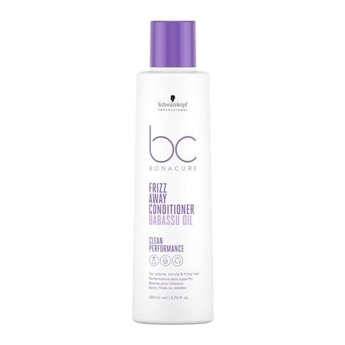 Image of Schwarzkopf Professional Bonacure Frizz Away Conditioner For Coarse Unruly Frizzy Hair Vegan Care Complex Babassu Oil Anti Humidity Effect Smoothing Detangling Improved Manageability 200 ml